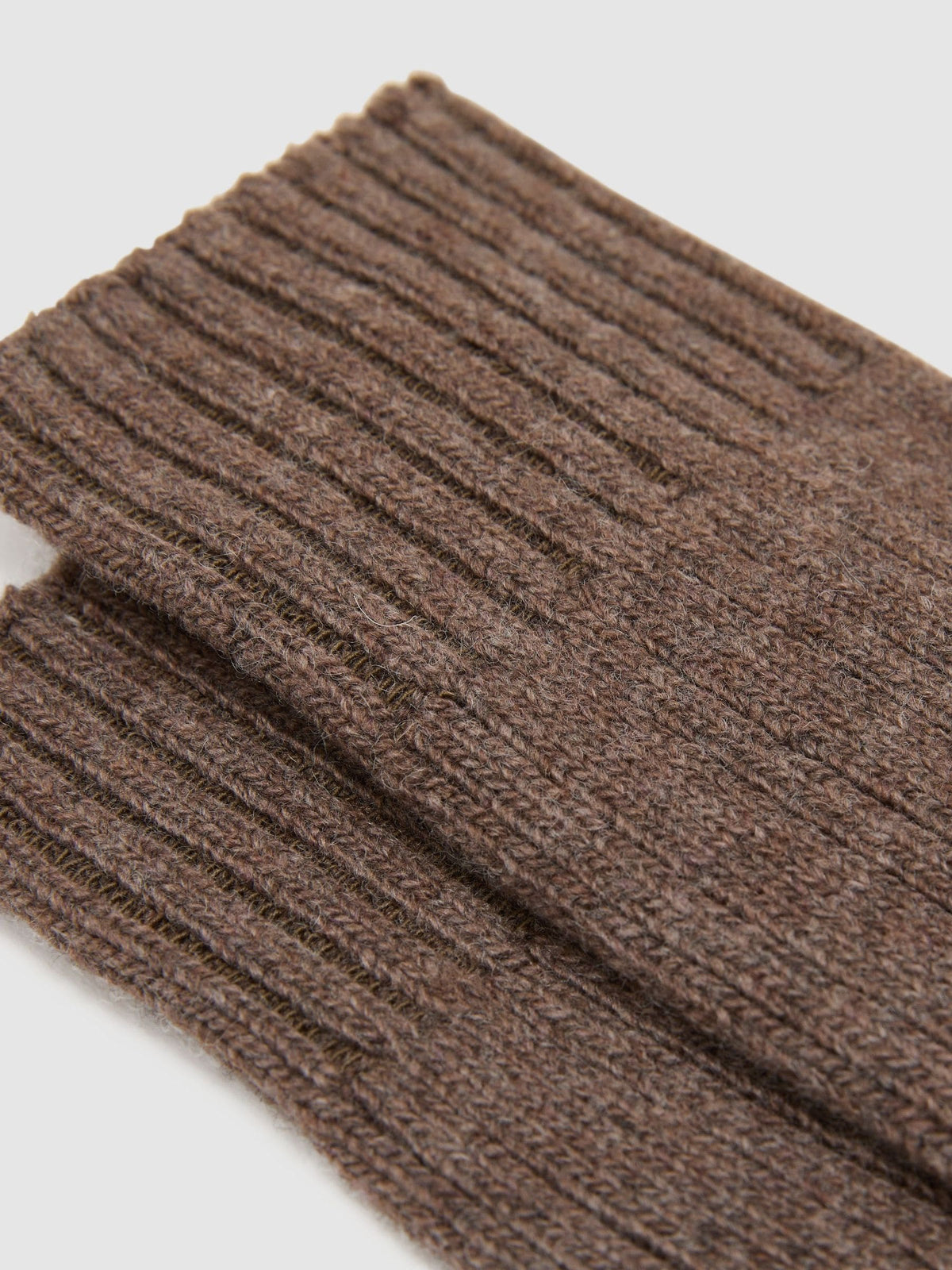 Reiss Taupe Brown Nabil Wool-Blend Ribbed Socks with Cashmere - image 3