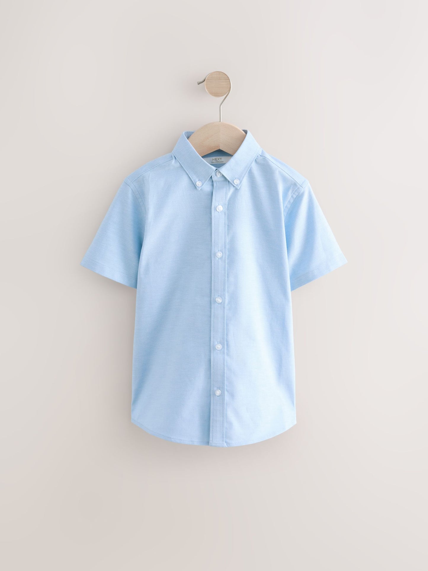 Dsiney Kidz - Blue Plain Short Sleeve Cotton Rich Oxford Shirt (3-16yrs) image 1
