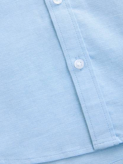 Dsiney Kidz - Blue Plain Short Sleeve Cotton Rich Oxford Shirt (3-16yrs) image 5
