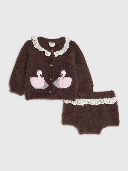 River Island Brown Swan Caridgan & Shorts Set - image 2