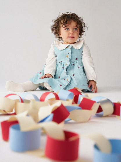 JoJo Maman Bébé Blue Heart Embroidered Baby Dress & Body Set - image 1