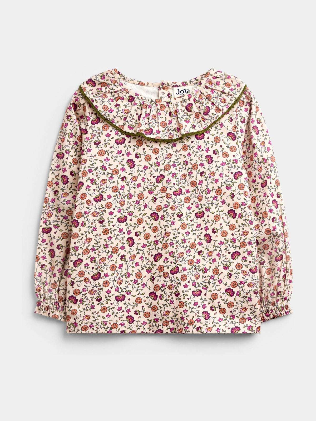 JoJo Maman Bébé Khaki Green Floral Printed Collar Top & Embroidered Cord Skirt - image 2