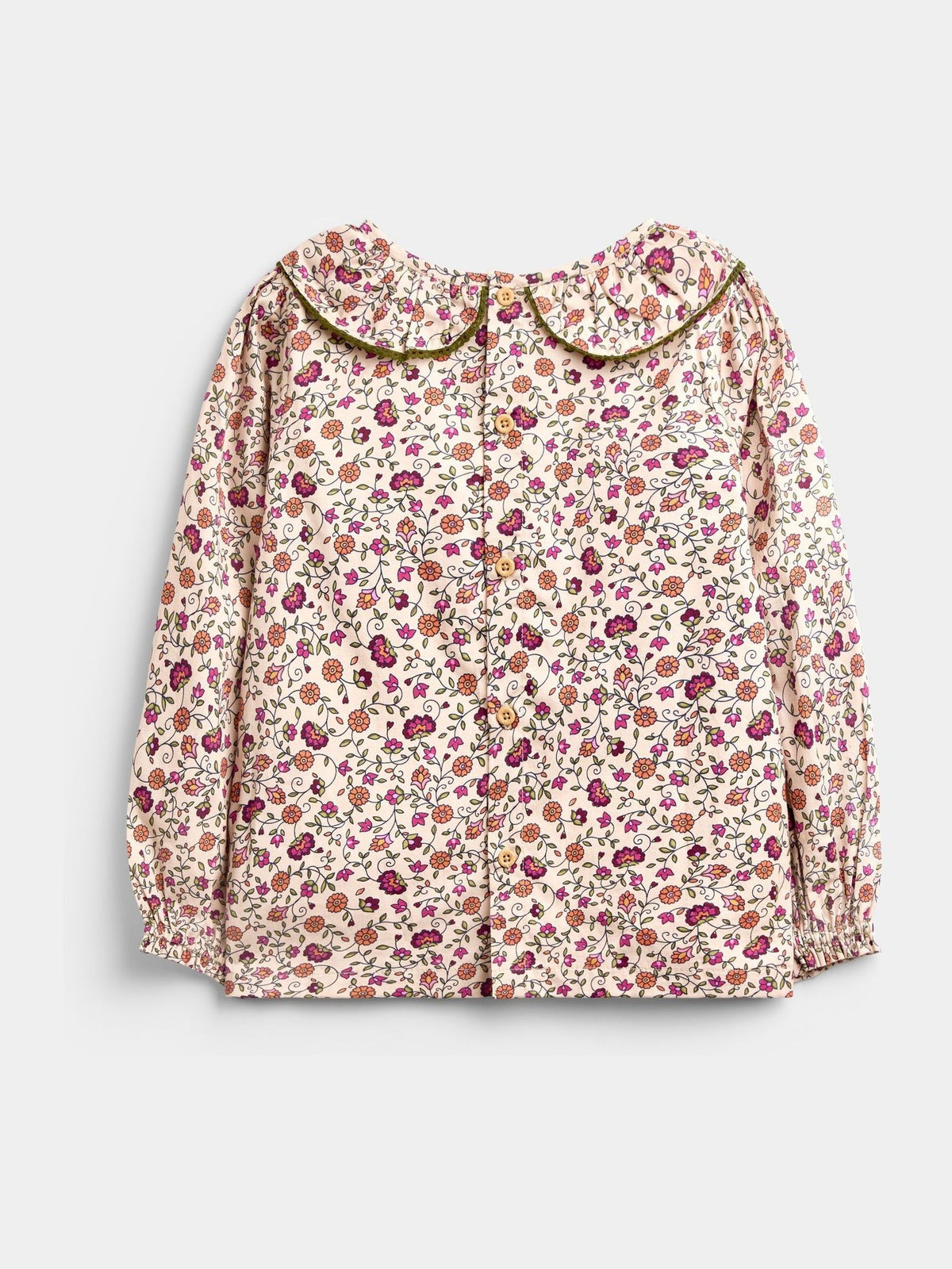 JoJo Maman Bébé Khaki Green Floral Printed Collar Top & Embroidered Cord Skirt - image 3
