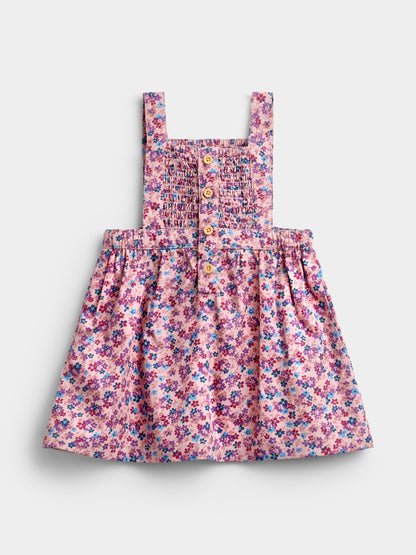 JoJo Maman Bébé Pink Ditsy Floral Smocked Pinny Dress & Body Set - image 3