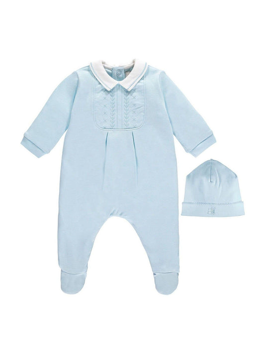 Emile Et Rose Blue 100% Cotton All In One With Embroidered Yoke & Hat image 2