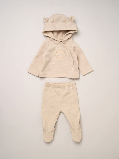 Rock-A-Bye Baby Boutique Natural Ribbed Velour Jacket and Footed Trousers Set - image 2