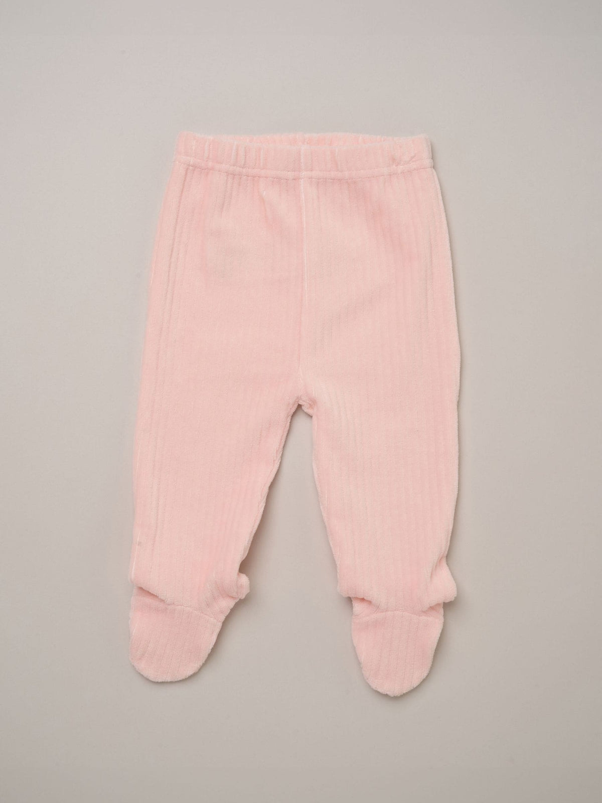 Rock-A-Bye Baby Boutique Pink Ribbed Velour Top Footed Trousers and Plush Headband Set - image 2