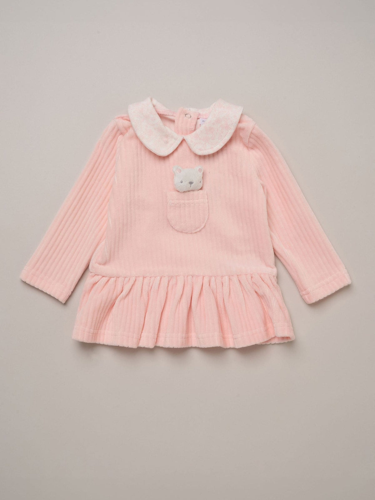Rock-A-Bye Baby Boutique Pink Ribbed Velour Top Footed Trousers and Plush Headband Set - image 3