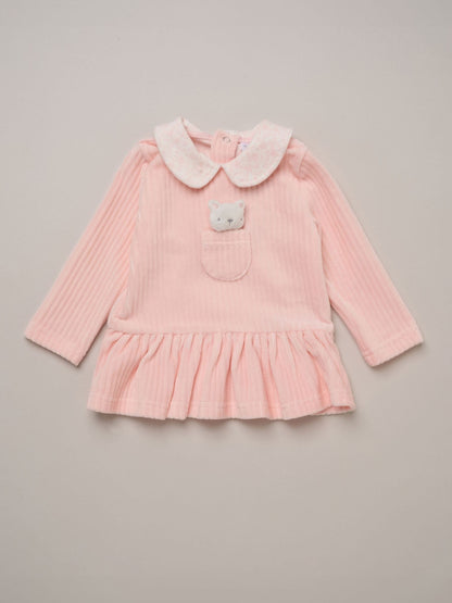 Rock-A-Bye Baby Boutique Pink Ribbed Velour Top Footed Trousers and Plush Headband Set - image 3