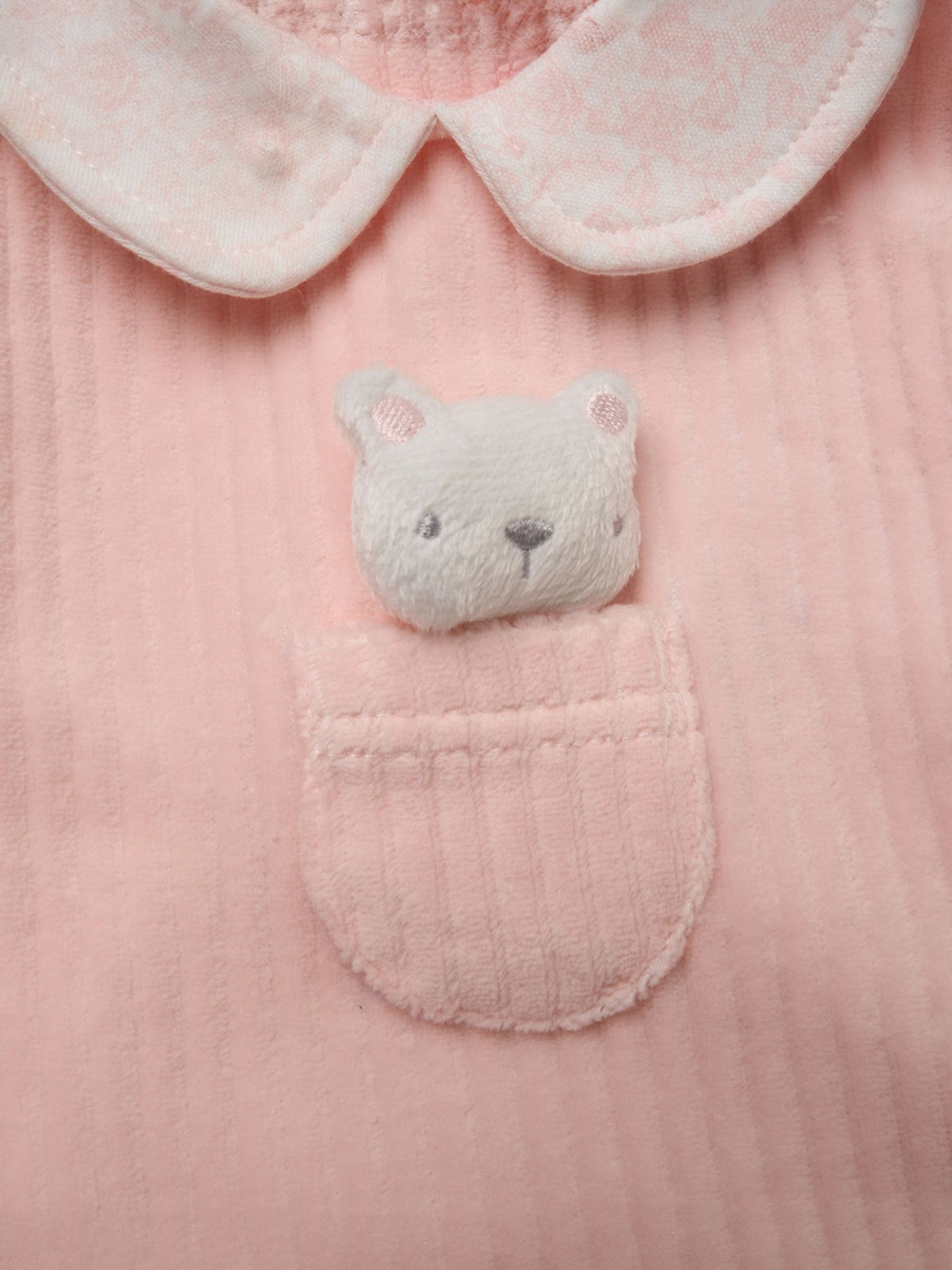 Rock-A-Bye Baby Boutique Pink Ribbed Velour Top Footed Trousers and Plush Headband Set - image 4