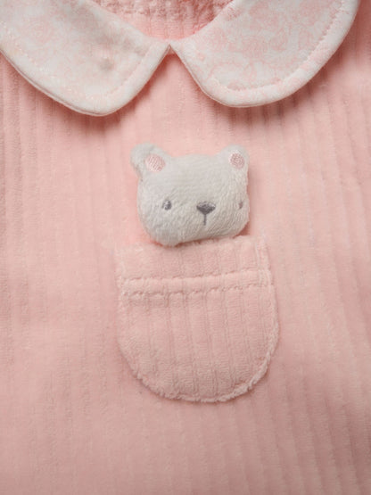 Rock-A-Bye Baby Boutique Pink Ribbed Velour Top Footed Trousers and Plush Headband Set - image 4