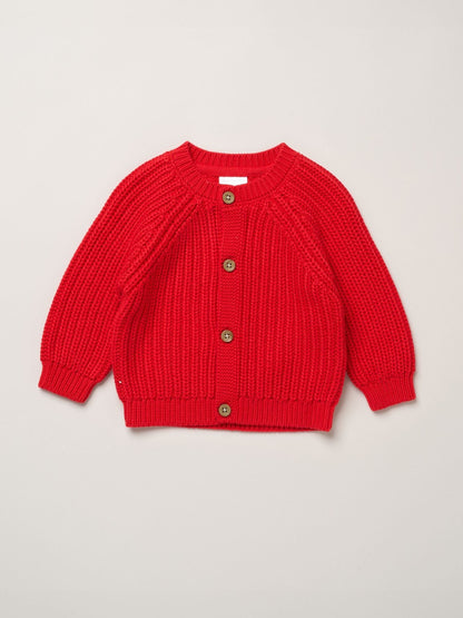 Rock-A-Bye Baby Boutique Red Chunky Knitted Embroidered Cardigan - image 2