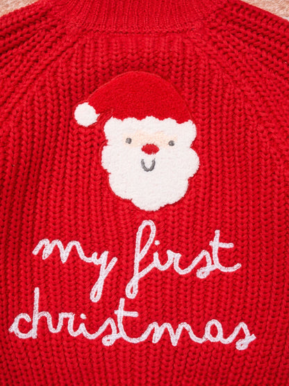 Rock-A-Bye Baby Boutique Red Chunky Knitted Embroidered Cardigan - image 4