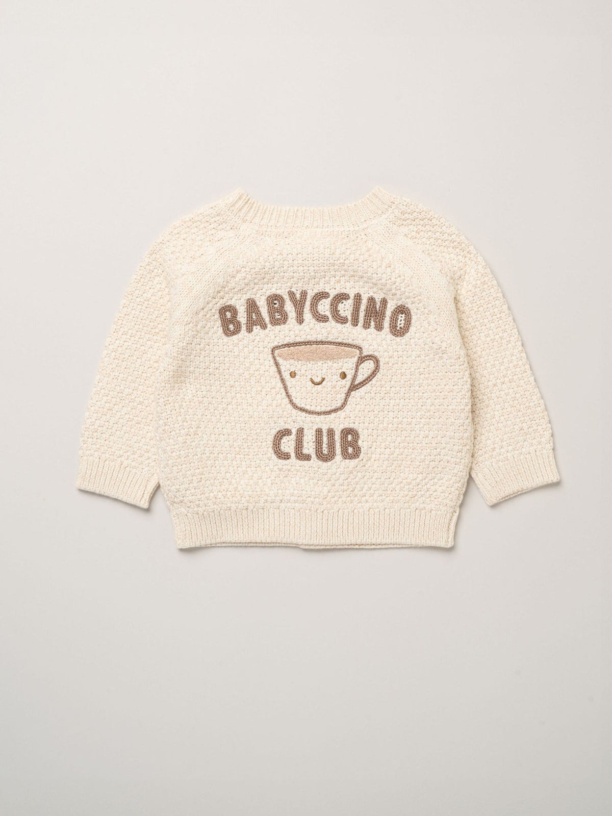 Rock-A-Bye Baby Boutique Beige Chunky Knitted Embroidered Cardigan - image 1