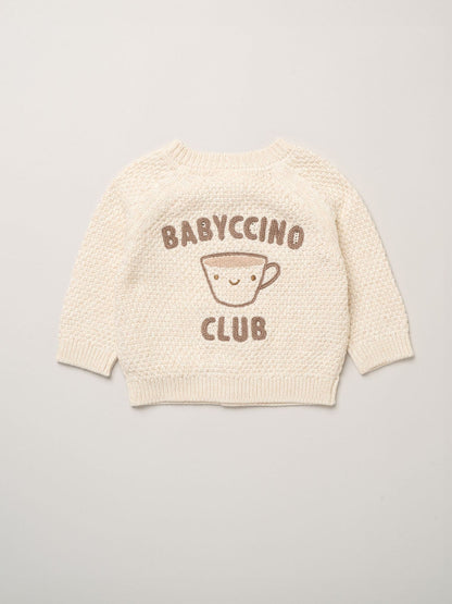 Rock-A-Bye Baby Boutique Beige Chunky Knitted Embroidered Cardigan - image 1