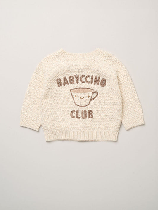 Rock-A-Bye Baby Boutique Beige Chunky Knitted Embroidered Cardigan - image 1