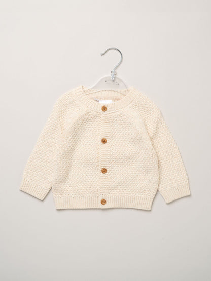 Rock-A-Bye Baby Boutique Beige Chunky Knitted Embroidered Cardigan - image 2