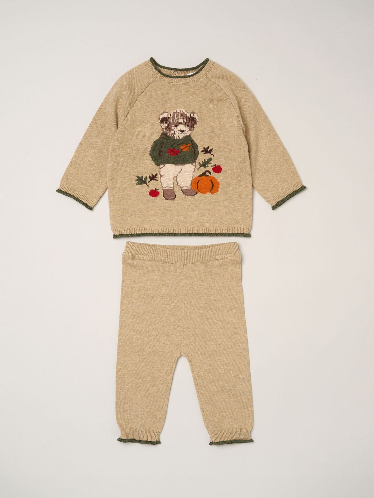 Rock-A-Bye Baby Boutique Light Beige True Knit Jumper and Leggings Set - image 2