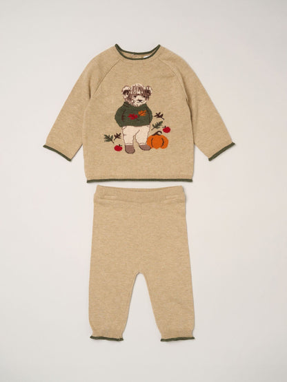 Rock-A-Bye Baby Boutique Light Beige True Knit Jumper and Leggings Set - image 2