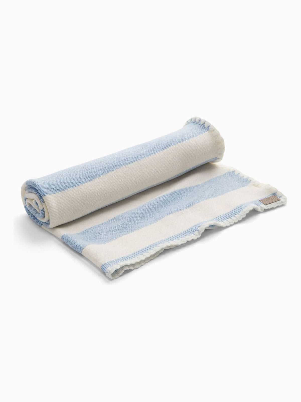 MORI Blue Supersoft Striped Blanket with Embroidery Stitch - image 3