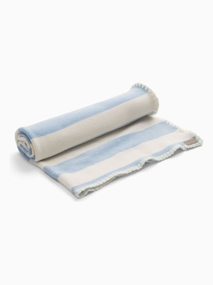 MORI Blue Supersoft Striped Blanket with Embroidery Stitch - image 3