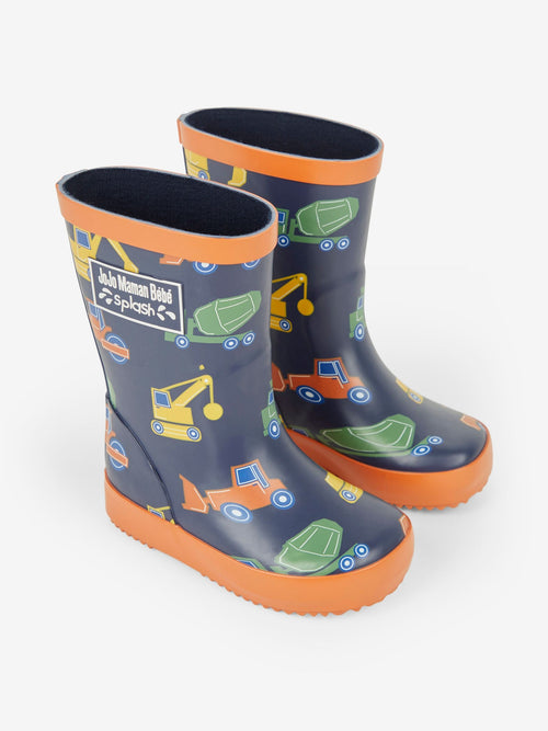 JoJo Maman Bébé Navy Blue Construction Plain Wellies image 1