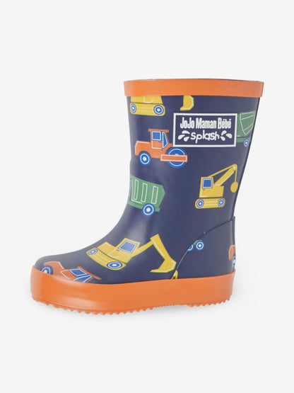 JoJo Maman Bébé Navy Blue Construction Plain Wellies image 4