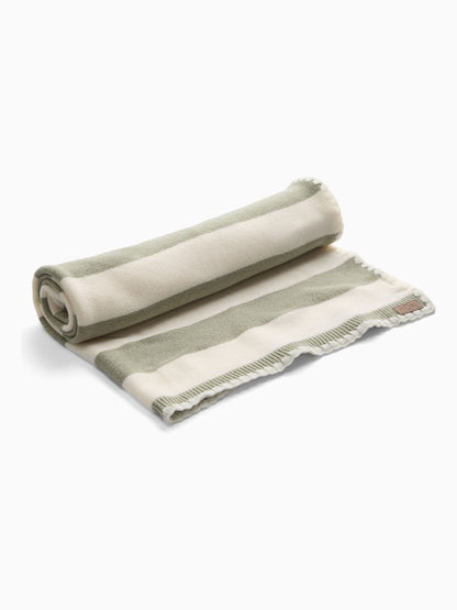 MORI Green Supersoft Striped Blanket with Embroidery Stitch - image 4