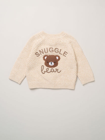 Rock-A-Bye Baby Boutique Cream Chunky Knitted Embroidered Cardigan - image 1