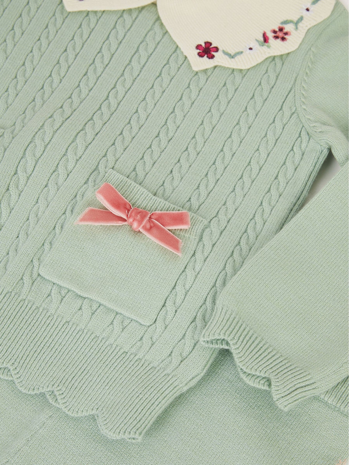 Monsoon Green Baby Cable Knit Jumper & Joggers Set - image 4
