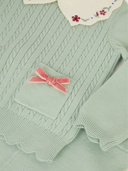 Monsoon Green Baby Cable Knit Jumper & Joggers Set - image 4