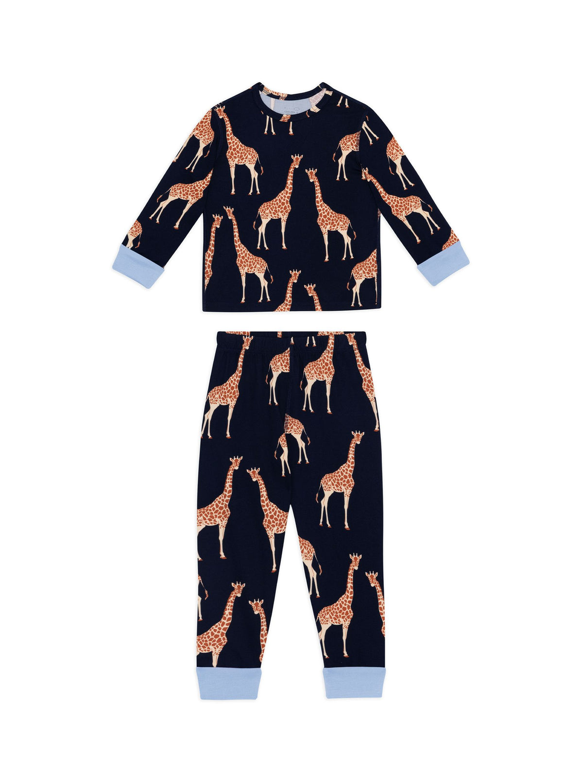 Chelsea Peers Blue Kids Two Pack Giraffe/Checkerboard Bison Print Long Pyjama Set - image 6