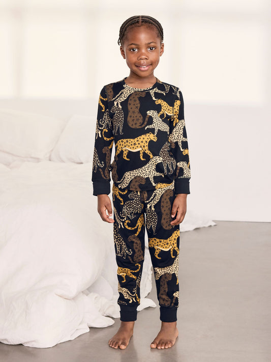 Chelsea Peers Blue Kids Starry Leopard Print Long Pyjama Set - image 1