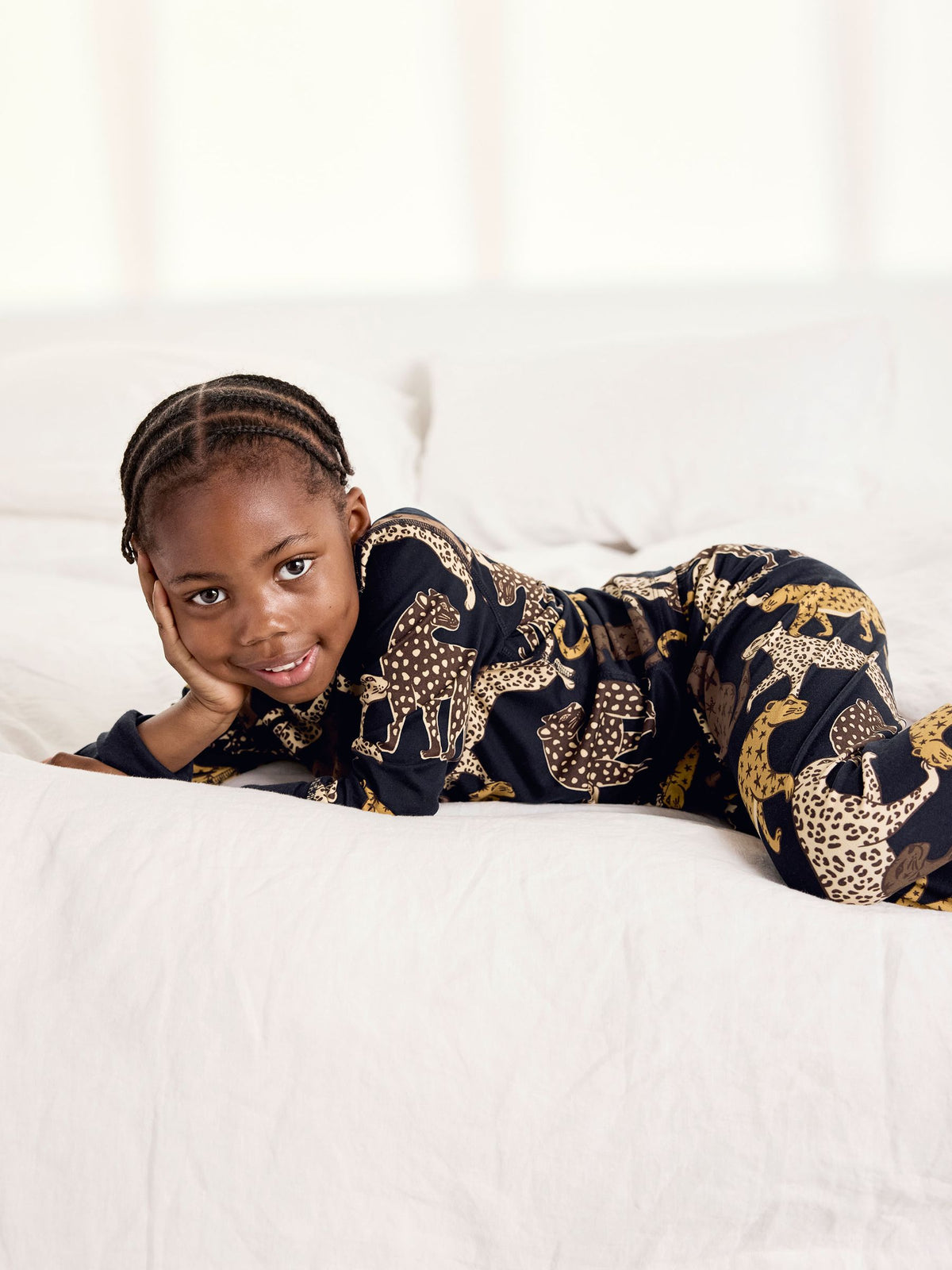 Chelsea Peers Blue Kids Starry Leopard Print Long Pyjama Set - image 3