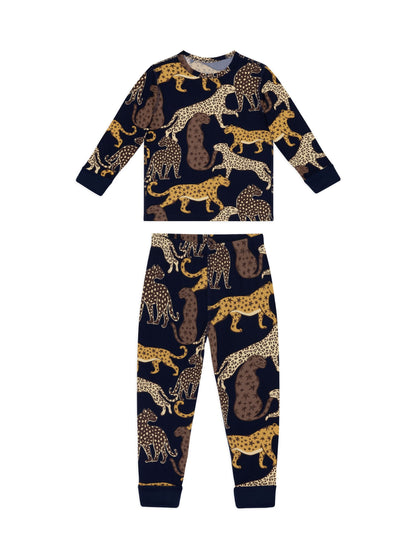 Chelsea Peers Blue Kids Starry Leopard Print Long Pyjama Set - image 4