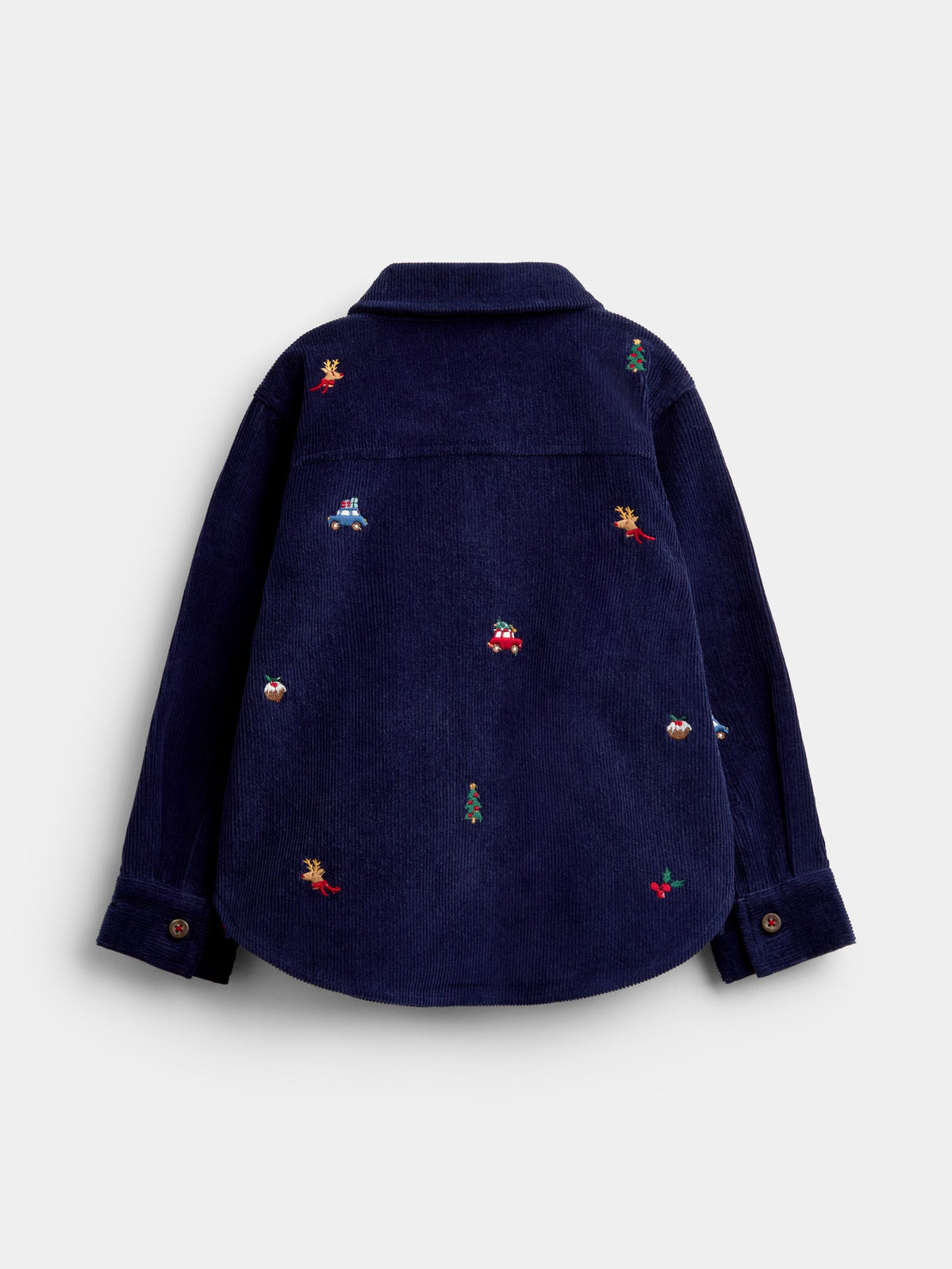 JoJo Maman Bébé Navy Blue Christmas Embroidered Cord Shirt - image 2