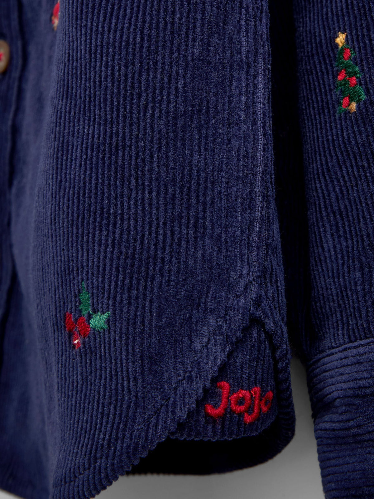 JoJo Maman Bébé Navy Blue Christmas Embroidered Cord Shirt - image 3