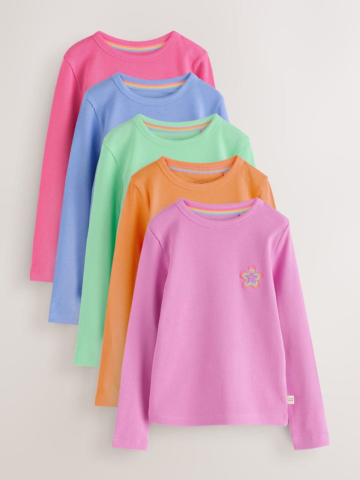 Little Bird Bright Rainbow Ribbed Jersey Tops 5 Pack - image 1