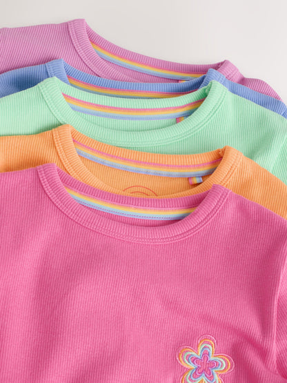 Little Bird Bright Rainbow Ribbed Jersey Tops 5 Pack - image 8