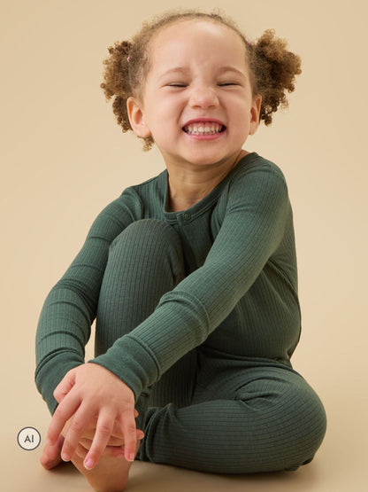 MORI Green Ribbed Supersoft Pyjamas - image 1