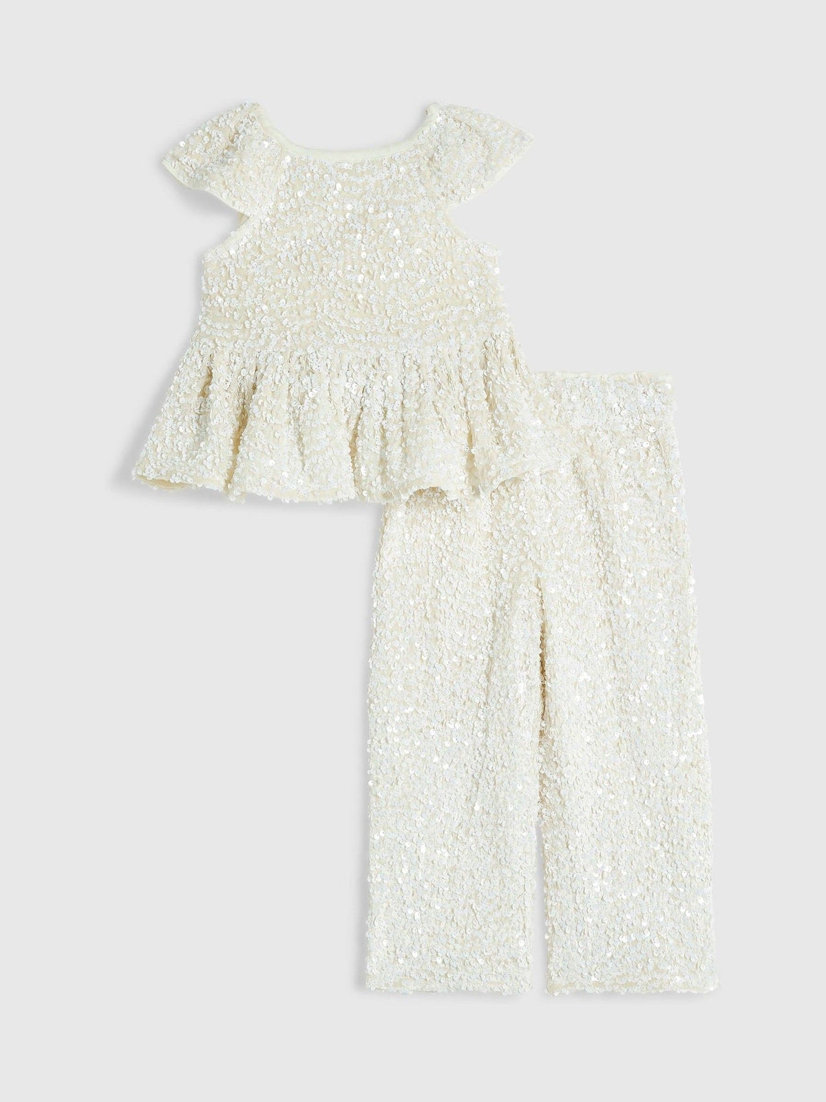 River Island Cream Sequin Bow Top & Trousers Set - image 3