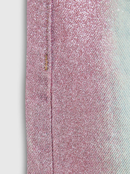 River Island Blue Glitter Wide Leg Jeans - image 4