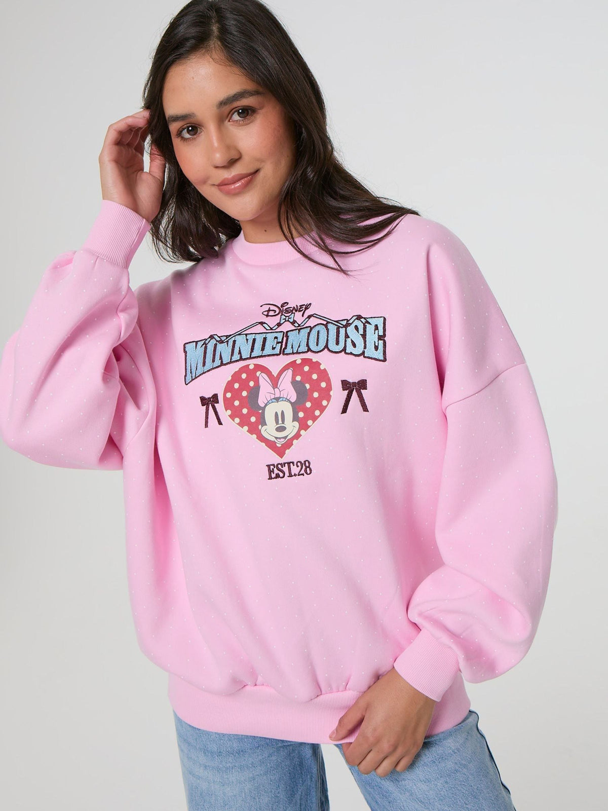 Skinnydip Pink Disney Minnie Mouse Polka Dot Sweatshirt - image 1