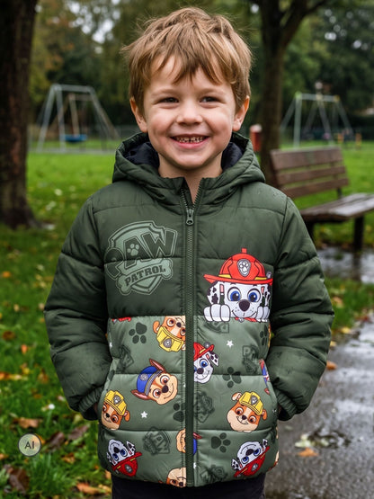 Character Green PAW Patrol Puffer Jacket Marshall, Chase & Rubble - image 6