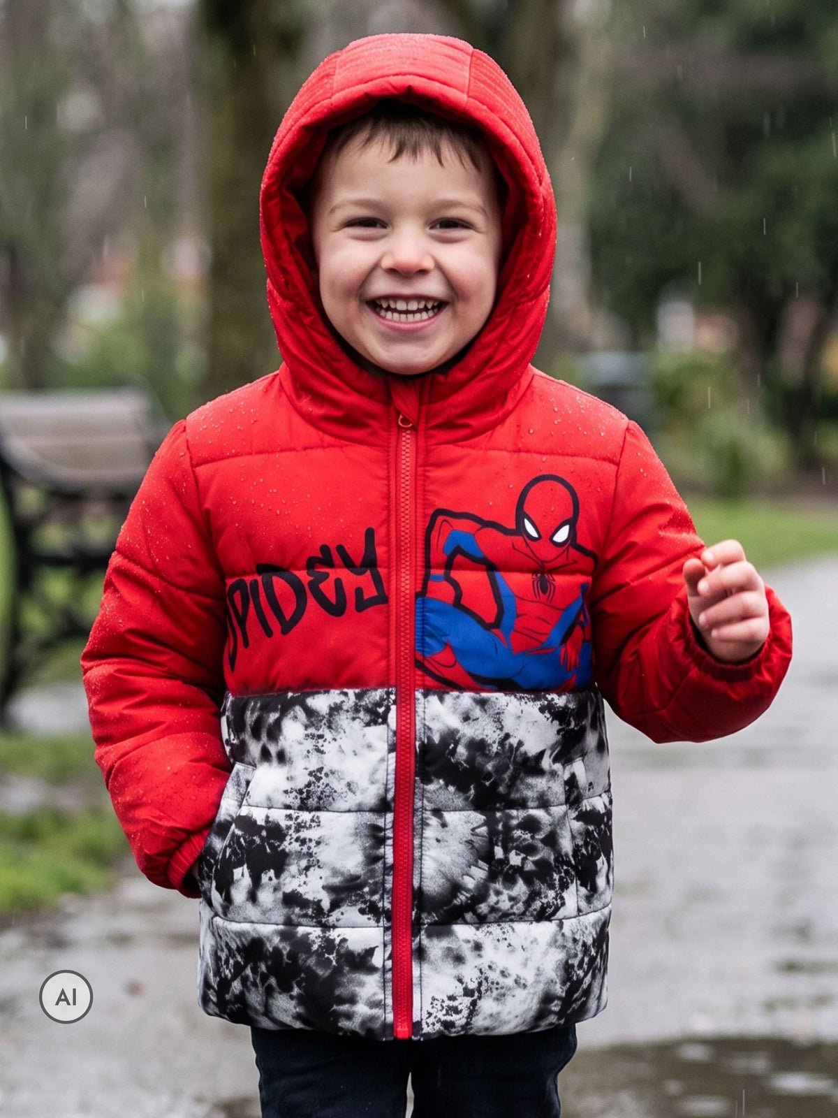 Character Red Marvel Spiderman Puffer Jacket - image 4