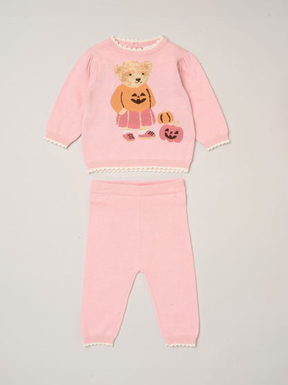 Rock-A-Bye Baby Boutique Pink True Knit Jumper and Leggings Set - image 1