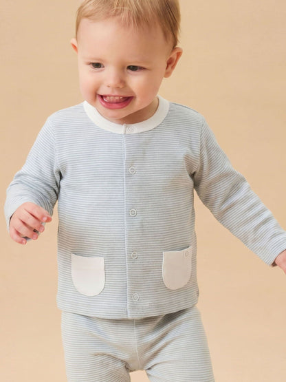 MORI Blue Stripe Supersoft Cardigan - image 1