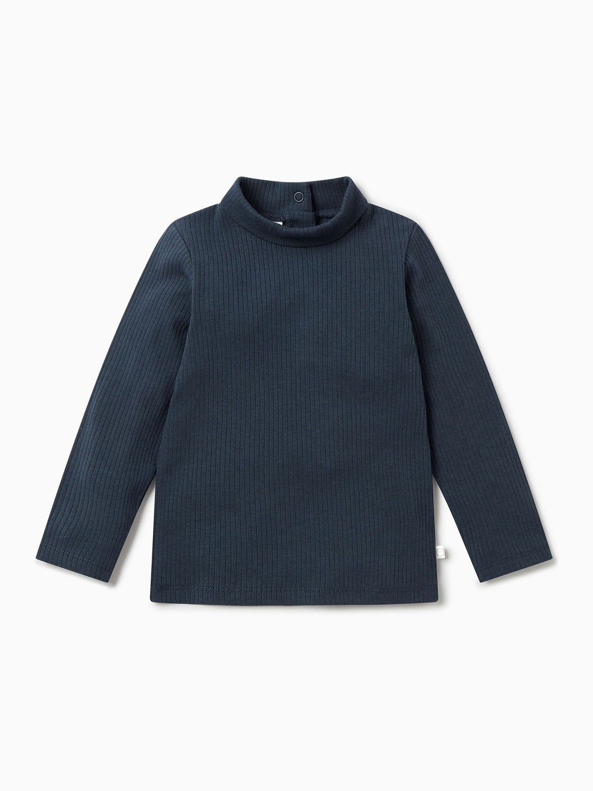 MORI Blue Ribbed Roll Neck Supersoft T-Shirt - image 1