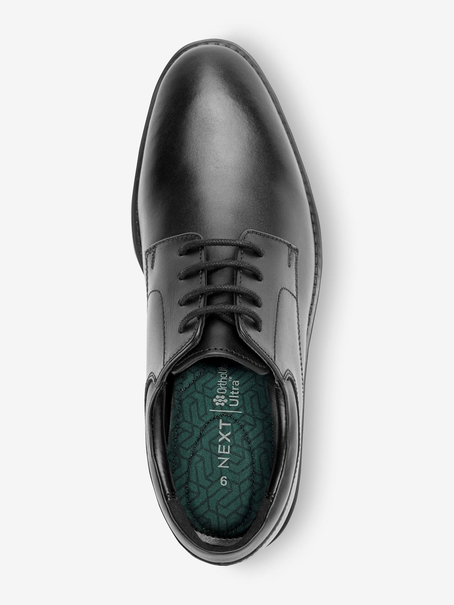 Black Standard Fit (F) School Leather Plain Front  Lace-Up Shoes image 4