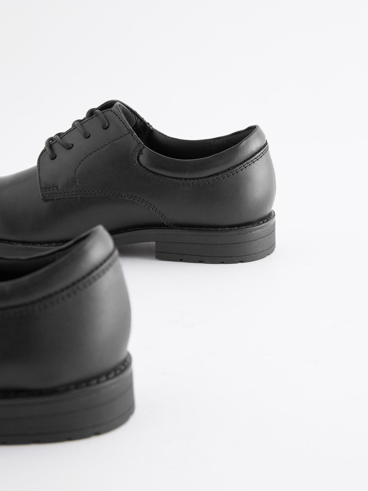 Black Standard Fit (F) School Leather Plain Front  Lace-Up Shoes image 7